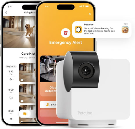 Petcube Cam 360 Camera Interactive WiFi Pet and Home Security Pan-Tilt Camera with Phone App, 1080p HD Video, 360° Rotation, Night Vision, AI Alerts