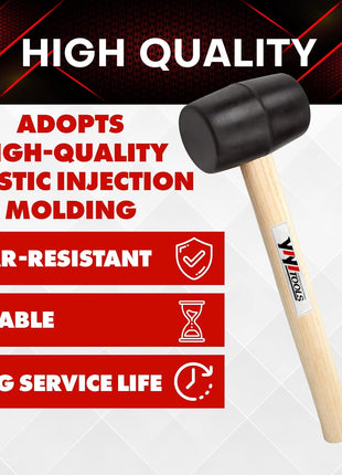 YIYITOOLS YY-2-005 Rubber Mallet Hammer With Wood Handle–8-oz, black