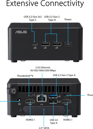 ASUS NUC 14 Pro Slim Barebone with Intel 14th Gen Core Ultra 5 125H (NPU Support), Up to 96GB DDR5 RAM, Dual Storage Design, ThunderboltTM 4, Wi-Fi 6E & Bluetooth 5.3, with VESA Mount