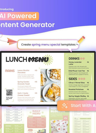 Digital Menu Board for Restaurants. AI Digital Signage Player, Plug & Play HDMI Display, Easy Content Creation, Remote Control, Multi-Screen Support