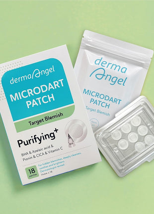Microdart Acne Patches for Deep Blemishes - 18 Pimple Patches - Hydrocolloid Pimple Patch with Salicylic Acid, Azelaic Acid, CICA & Vitamin C - Targets Stubborn Blemishes Dark Spots & Cystic Acne