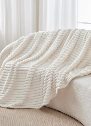 BEDELITE Ribbed Fleece Throw Blanket for Couch, Cream, 50"x60" | Ultra-Soft Plush Fleece, Cozy, Warm Yet Lightweight, Ribbed Texture, Home Decor, Machine Washable, Giftable, All-Season Use