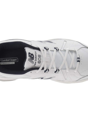 New Balance Men's 608 V5 Casual Comfort Cross Trainer, White/Navy, 10.5
