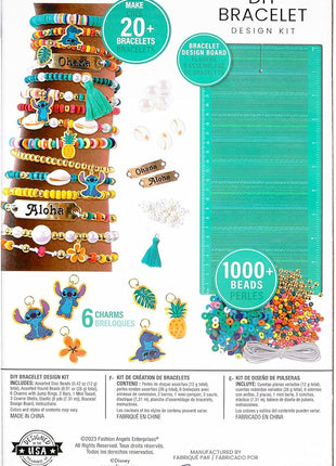 Fashion Angels Disney Stitch DIY Bracelet Making Kit, Includes 1,000+ Shell Beads, Tassels, & More, Lilo & Stitch Collectable Jewelry for Kids, Teen Girls & Boys