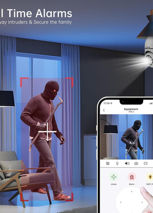 WESECUU Light Bulb Security Camera -5G& 2.4GHz WiFi 2K Security Cameras Wireless Outdoor Motion Detection and Alarm,Two-Way Talk,Color Night Vision,Human Detection, Bulb Camera Compatible with Alexa