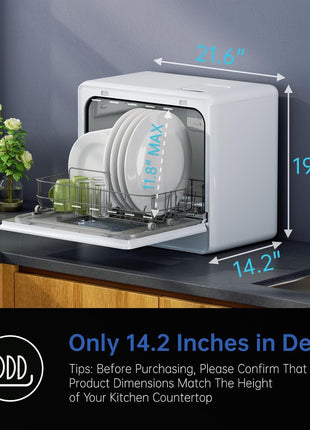 AIRMSEN Large Slim Countertop Dishwasher with Complete 2-Level Rack, Portable Dishwashers with 5L Built-in Water Tank, 3-Spray Arms & 12H Delay Start, No Hookup Needed, A01