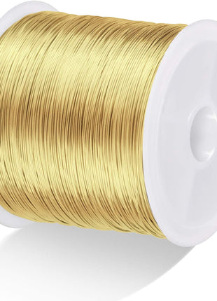 MIKIMIQI Jewelry Wire - 328Ft, 26 Gauge, Tarnish Resistant, Copper, 0.4mm X 100m (Gold)
