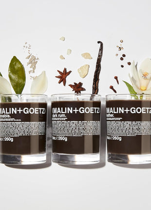 MALIN+GOETZ 9oz Scented Candle | Hand-Poured Soy Wax with Unique Fragrance Blends | Clean-Burning, Vegan & Cruelty-Free | Bergamot, Sage, Otto, Tomato, Strawberry, Cannabis, Dark Rum & Leather