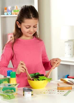 Melissa & Doug Slice and Toss Salad 52-Piece Toy Food Set & Montessori-Inspired Play Kitchen Accessories, Preschool Learning Toys for Girls & Boys 3+
