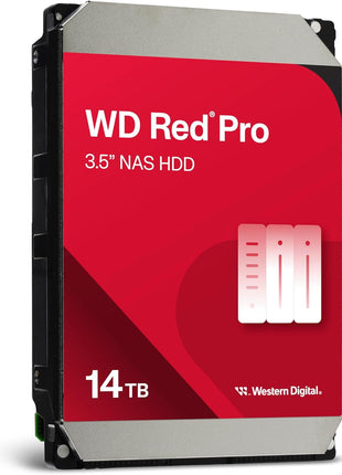 Western Digital 14TB WD Red Pro NAS Internal Hard Drive HDD - 7200 RPM, SATA 6 Gb/s, CMR, 512 MB Cache, 3.5 inch -WD142KFGX
