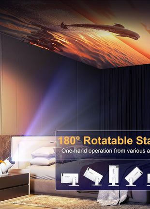 Mini Projector with Latest Android 13 - HY300 Portable Movie Projector with WiFi 6 Bluetooth 5.2: Built-in Apps, 4K/1080P Support, Auto Keystone, 180° Rotatable, 40"-130" Big Screen Video Projector