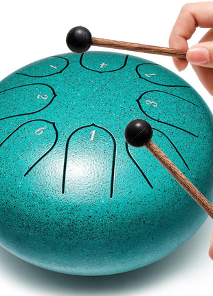 Lronbird Steel Tongue Drum 6 Inch 8 Notes Rain Drum Style Gift | Calming, Relaxation, Meditation, Education, Musical Instrument for Adults Beginners (Malachite)