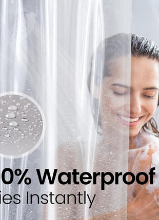 LiBa Shower Curtain PEVA 8G, 72x72 Inch Waterproof Clear | Non-toxic shower liner, waterproof plastic shower curtain, rust-proof grommets, weighted magnets, bathroom accessories