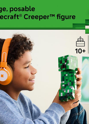 LEGO Minecraft The Creeper Kids Building Toy - Minecraft Toy for Boys & Girls, Ages 10+ - Room Decor for Gamers w/ 1st Version Creeper Minifigure - Gift for Birthdays - 21276