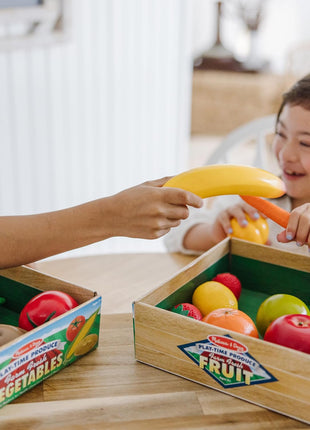 Melissa & Doug Play-Time Produce Fruit (9 pcs) and Vegetables (7 pcs) Realistic Play Food