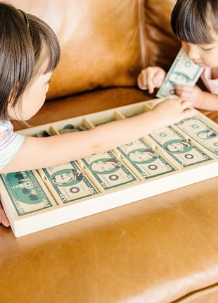 Melissa & Doug Play Money Set - Educational Toy with Paper Bills and Plastic Coins (50 of Each Denomination) and Wooden Cash Drawer for Storage