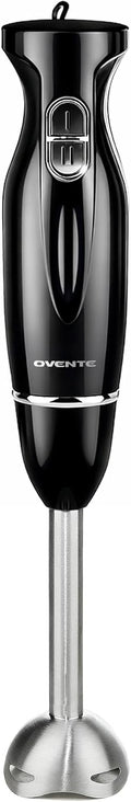 OVENTE Immersion Hand Blender, 300W Corded Electric Handheld Stick Mixer with 2 Mixing Speeds and Stainless Steel Blades for Smoothies, Purees & Baby Food, Black HS560B