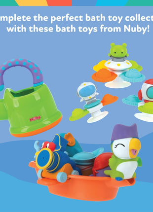 Nuby Floating Octopus with 3 Hoopla Rings - Baby & Toddler Bath Toy - No Hole Design Keeps Moisture Out - Fine Motor Skills - 18+ Months - Great Baby Pool Toys | 3 Hoopla Rings