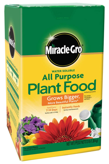 Miracle-Gro Water Soluble All Purpose Plant Food - Fertilizer For All Indoor or Outdoor Plants including Roses, Flowers, Vegetables, Houseplants, Trees, and Shrubs, 3 lbs.