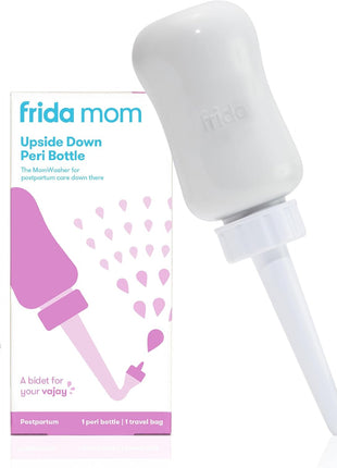 Frida Mom Upside Down Peri Bottle Sprayer, Perineal Care & Postpartum Recovery, Portable Travel Bidet & Perineal Cleanser with Travel Bag, Postpartum Essential, Gray