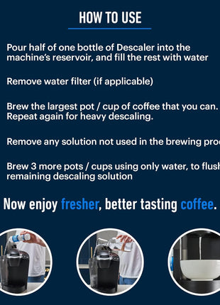 Essential Values Descaler, Universal Descaling Solution, Made in the USA for Delonghi, Keurig, Breville, Nespresso (4 Uses) Coffee Machine Cleaner for all Automatic Coffee Makers & Espresso Machines