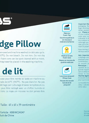 Kolbs Bed Wedge Pillow for Sleep Apnea, FSA Eligible Acid Reflux, and Back Pain Relief, with Chic Jacquard Cover - Headboard Wedges for Sleeping (Standard Width 7.5" Height)
