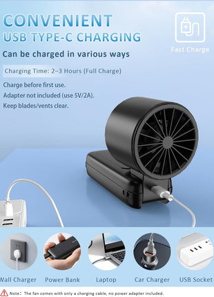 4 in 1 Portable Handheld Turbo Fan, 9000RPM High Speed Mini, 180? Foldable, 1 100 Speeds, Up to 15H Use, 5000mAh Battery, Powerful Personal Cooling, Hand Held Fan for Travel, Indoor & Outdoor