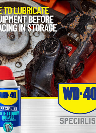 WD-40 Specialist White Lithium Grease Spray with SMART STRAW SPRAYS 2 WAYS, 10 OZ
