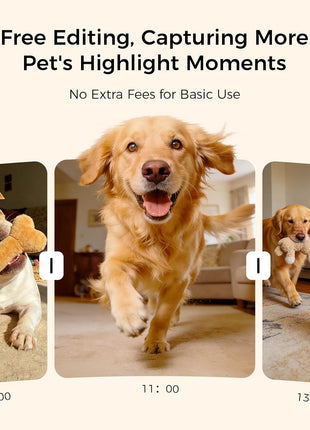 2026 3K Pet Camera Treat Dispenser, 32ft Remote Tossing for Dogs & Cats – Reduces Separation Anxiety, 360° View, Security Indoor Cam w/ Phone App, Barking Alerts, No Subscription, 5G WiFi, Robot M3