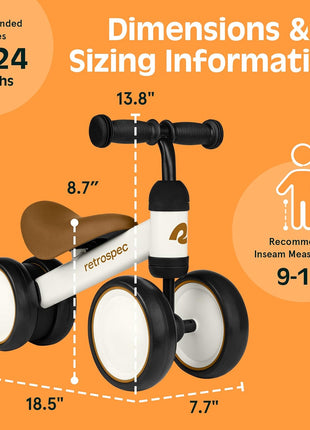 Retrospec Cricket Baby Balance Bike, 4-Wheel Ride-On Toy for Ages 12-24 Months – First Bike & Toddler Bike for 1 Year Old Boys & Girls, First Birthday Gift