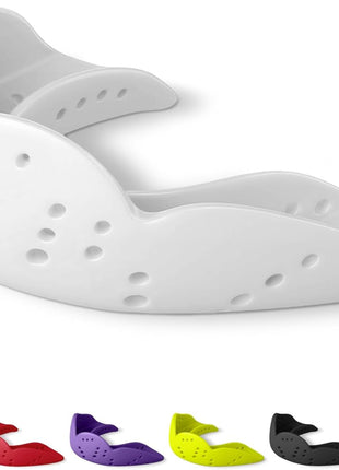 SISU Aero Medium Mouthguard, Snow White - 30% Stronger Protection for Lacrosse, Football, Hockey, Roller Derby, Team Sports - Remoldable Up to 20 Times - Ultra Slim - Works for Braces - Non Toxic