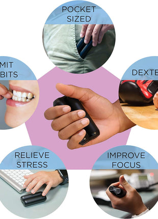 ONO Roller - Handheld Fidget Toy for Adults | Help Relieve Stress, Anxiety, Tension | Promotes Focus, Clarity | Compact, Portable Design (Black, Junior Size - ABS Plastic)
