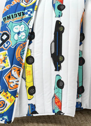Lush Decor Race Car Kids' 3-Piece Quilt Bed Set, Reversible Bedding Set for Boys, White, Full/Queen