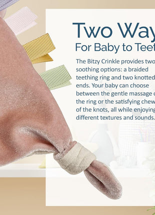 Itzy Ritzy Bitzy Crinkle Sensory Toy with Teething Toy, 0+ Months (Bunny)