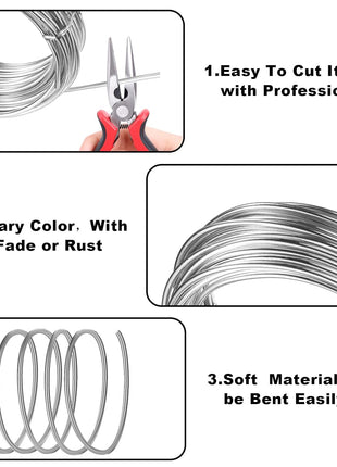 3mm Aluminum Craft Wire, 50 Feet 9 Gauge Bendable Anodized Metal Wire for Sculpting, Jewelry Making, Armature Making, Wire Weaving and Wrapping