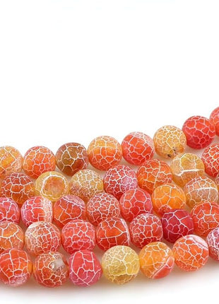 MJDCB Natural Orange Frosted Agate Round Stone Beads for Jewelry Making DIY Bracelets Necklaces (8mm)