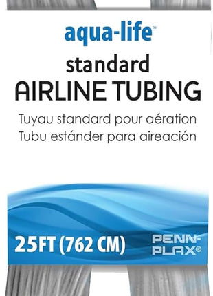 Penn-Plax Aqua-Life Standard Airline Tubing - 3/16 Inch Flexible Airline Hose for Aquarium Pumps, Fish Tank Line for Air Stones & Filters - Safe for Freshwater & Saltwater - 25 ft Long, Clear