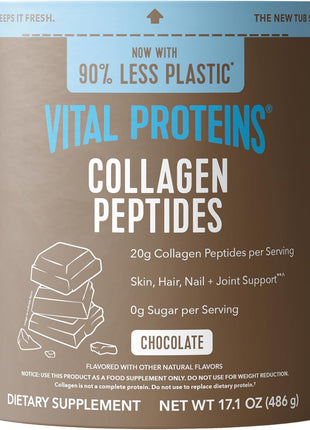 Vital Proteins Grass Fed Collagen Powder, Chocolate, 17.1 oz | Type I & III Collagen, Supports Hair Skin Nails & Joints, Hydrolyzed Collagen, Chocolate Flavor, 18 Servings