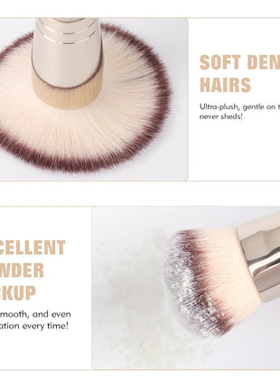 Dual-Ended Foundation Brush: Round & Angled makeup brushes, 100% Vegan Synthetic Makeup Brush for Flawless Blending and Application of Liquid, Powder, Cream, Blush
