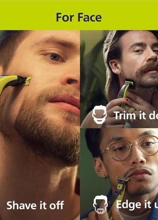 Philips Norelco OneBlade 360 Hybrid Face Trimmer and Shaver, 5 Length Comb | 360 Blade Technology, 5-length Comb, 100% Showerproof, Stainless Steel Blade Lasts up to 4 months, 45-Min Runtime, QP2724/90