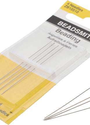 The Beadsmith English Beading Needles, Size 10, 4 Needles per Card, Made in England, Use for Loom Weaving Beadwork, Off-Loom Stitching and Jewelry Making with Seed Beads