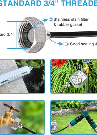 Bonviee Misters for Outside Patio - 75FT Misting Cooling System with 28 Brass Nozzles and 3/4 inch Adapter, 23M DIY Outdoor Misters Kit for Garden, Greenhouse, and Patio Cooling