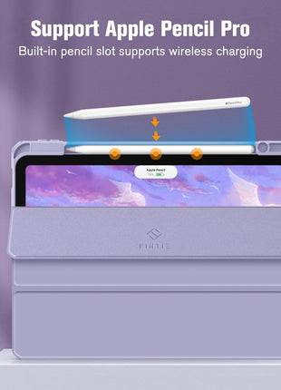 Fintie Clear Case for iPad Air 11-inch & iPad Air 5th/4th Generation 10.9" | Hybrid Slim Design, Shockproof Cover with Transparent Back Shell & Pencil Holder, Viewing & Typing Angles, Lilac Purple