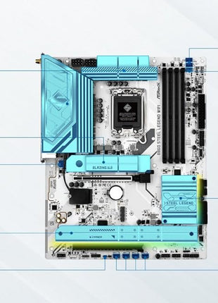 ASRock B860 Steel Legend WiFi 6E LGA1851 Intel Core Ultra (Series 2) DDR5 8666+ (OC) MHz 256GB M.2 ATX Motherboard Thunderbolt SATA3 6.0 Gb/s PCIe 5.0 2.5G LAN HDMI DisplayPort BIOS Flashback