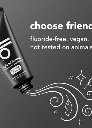 hello Epic Whitening Charcoal Fluoride Free Toothpaste, Activated Charcoal Toothpaste with Coconut Oil, Whitens Teeth Naturally, SLS Free, Fresh Mint, 4.0 Oz Tube