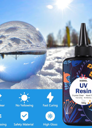KISREL UV Resin 300g - Upgraded UV Resin Kit, Hard Type Crystal Clear Ultraviolet Curing UV Epoxy Resin for Craft Jewelry Making