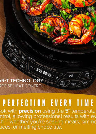 Nuwave Gold Pro Precision Induction Cooktop, Large 8" Heating Coil, 12" Heat-Resistant Cooking Surface, Adjustable Wattages,100°F to 575°F, Portable, Built-In Safety Auto Shut Off