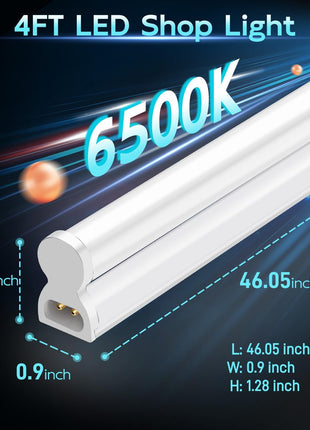 hykolity 2 Pack LED Shop Light 4FT, T5 Integrated Single Fixture, 22W, 2200lm, 6500K Super Bright White, Linkable Shop Light, Utility Shop Lights, Corded Electric with Built-in ON/Off Switch