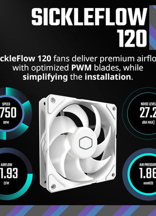 Cooler Master 360L Core AIO CPU Liquid Cooler 鈥?360mm Radiator, 3x ARGB PWM Fans, Patented Gen S Dual-Chamber Pump, Quiet Cooling & Easy Installation, AMD AM5/AM4 & Intel LGA 1851/1700, White