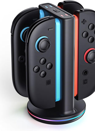 SUPCASE Charging Dock for Nintendo Switch 2 Joy Con, Black | Supports Dual-Side Charging, 9 Light Modes, Magnetic Controller, Fast Charger Stand Station